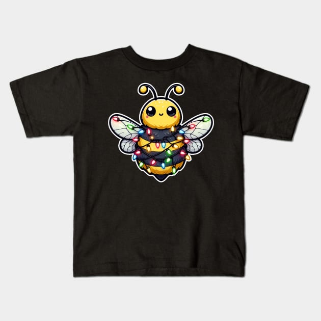 Oh Christmas Bee Lights Kids T-Shirt by OddHouse